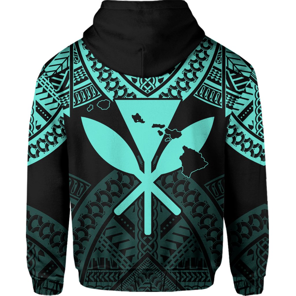 Hawaii Polynesian Hoodie Limited (Zip up) Tab Style Turquoise - Polynesian Pride