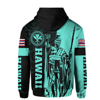 Hawaii King Polynesian Hoodie (Zip up) Lawla Style Turquoise - Polynesian Pride
