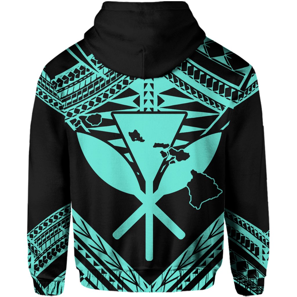 Hawaii Shark Polynesian Kanaka Turquoise Hoodie (Zip up) Candy Style - Polynesian Pride