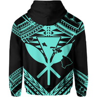 Hawaii Shark Polynesian Kanaka Turquoise Hoodie (Zip up) Candy Style - Polynesian Pride