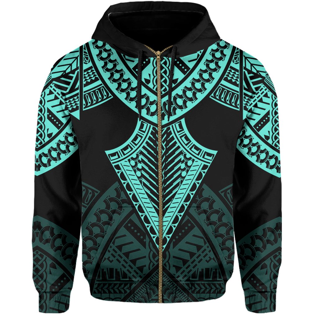 Hawaii Polynesian Hoodie Limited (Zip up) Tab Style Turquoise - Polynesian Pride