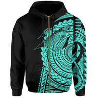 Hawaii Polynesian Zip Hoodie In My Heart Ryan Style Turquoise - Polynesian Pride