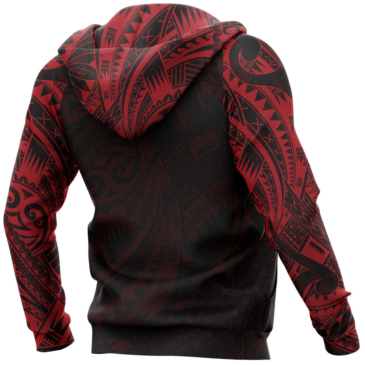 Turtle Maori Tattoo All Over Hoodie Red - Polynesian Pride