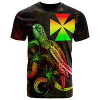 Wallis and Futuna Polynesian T Shirt Turtle With Blooming Hibiscus Reggae Unisex Art - Polynesian Pride