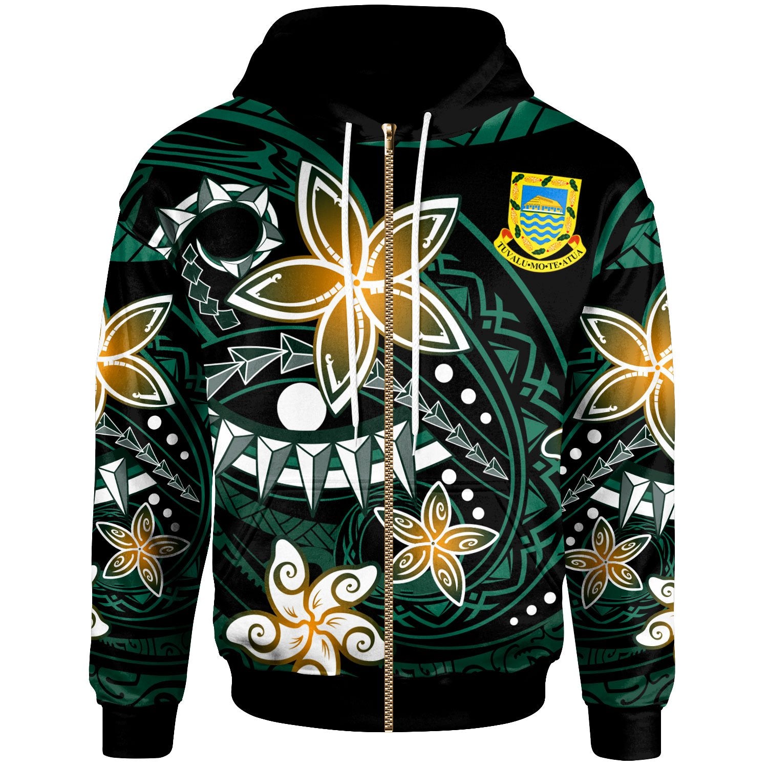 Tuvalu Zip Hoodie Spring Style Black Color Unisex Black - Polynesian Pride