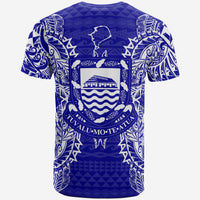 Tuvalu T Shirt Tuvaluan Coat of Arms Map Polynesian Tattoo Blue - Polynesian Pride