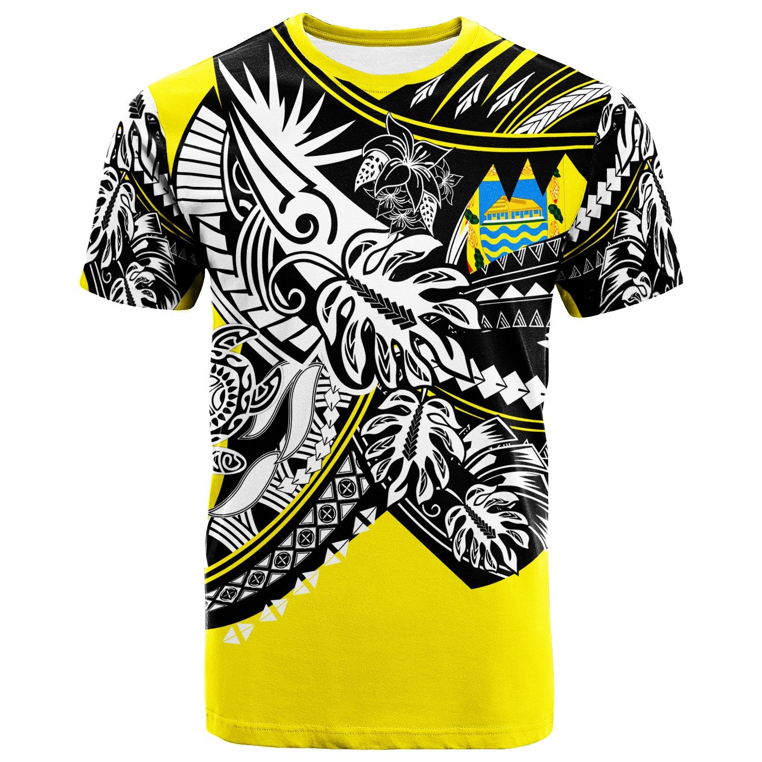 Tuvalu T Shirt Tribal Jungle Yellow Pattern Unisex Yellow - Polynesian Pride