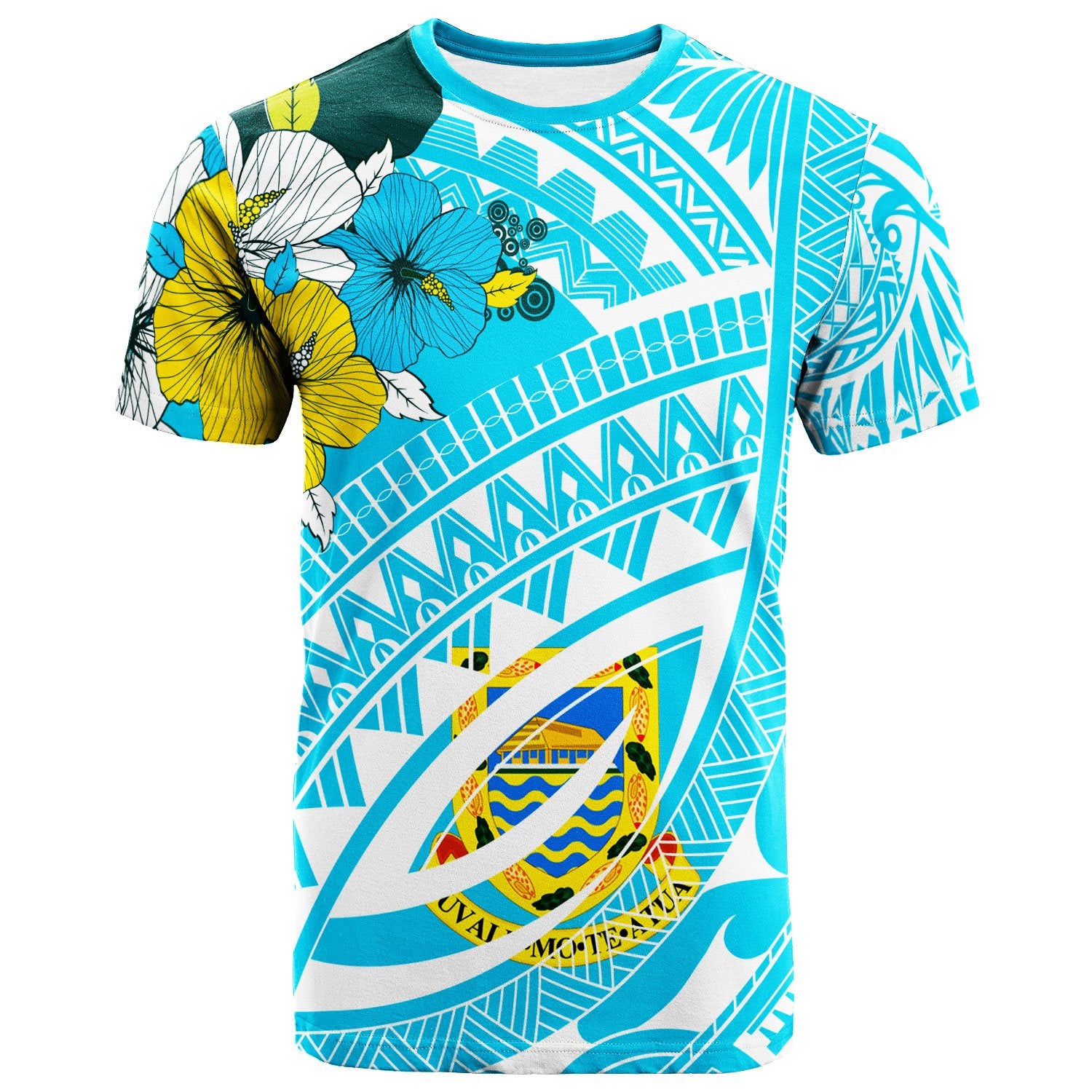 Tuvalu Polo Shirt Polynesian Pattern Aquamarine Stone Color Unisex Blue - Polynesian Pride