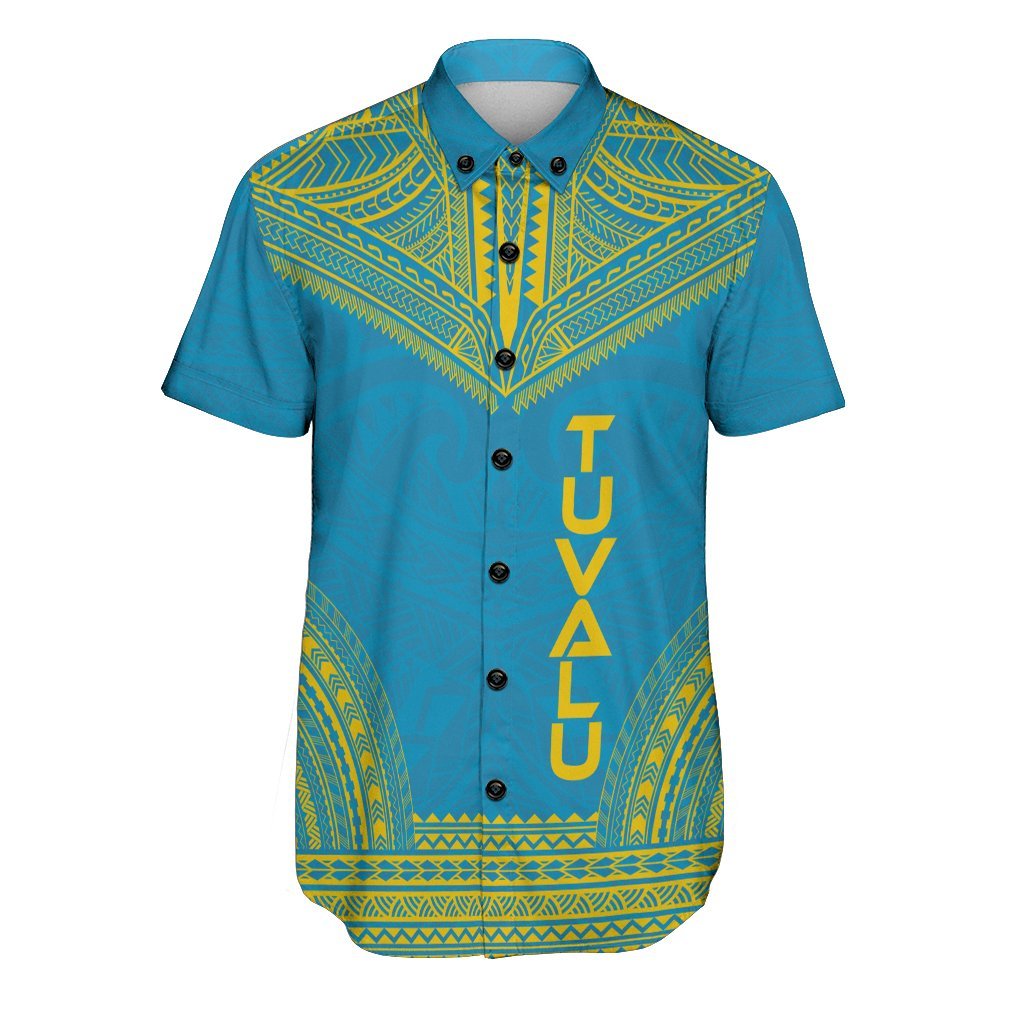 Tuvalu Polynesian Chief Shirt - Flag Version Men Blue - Polynesian Pride