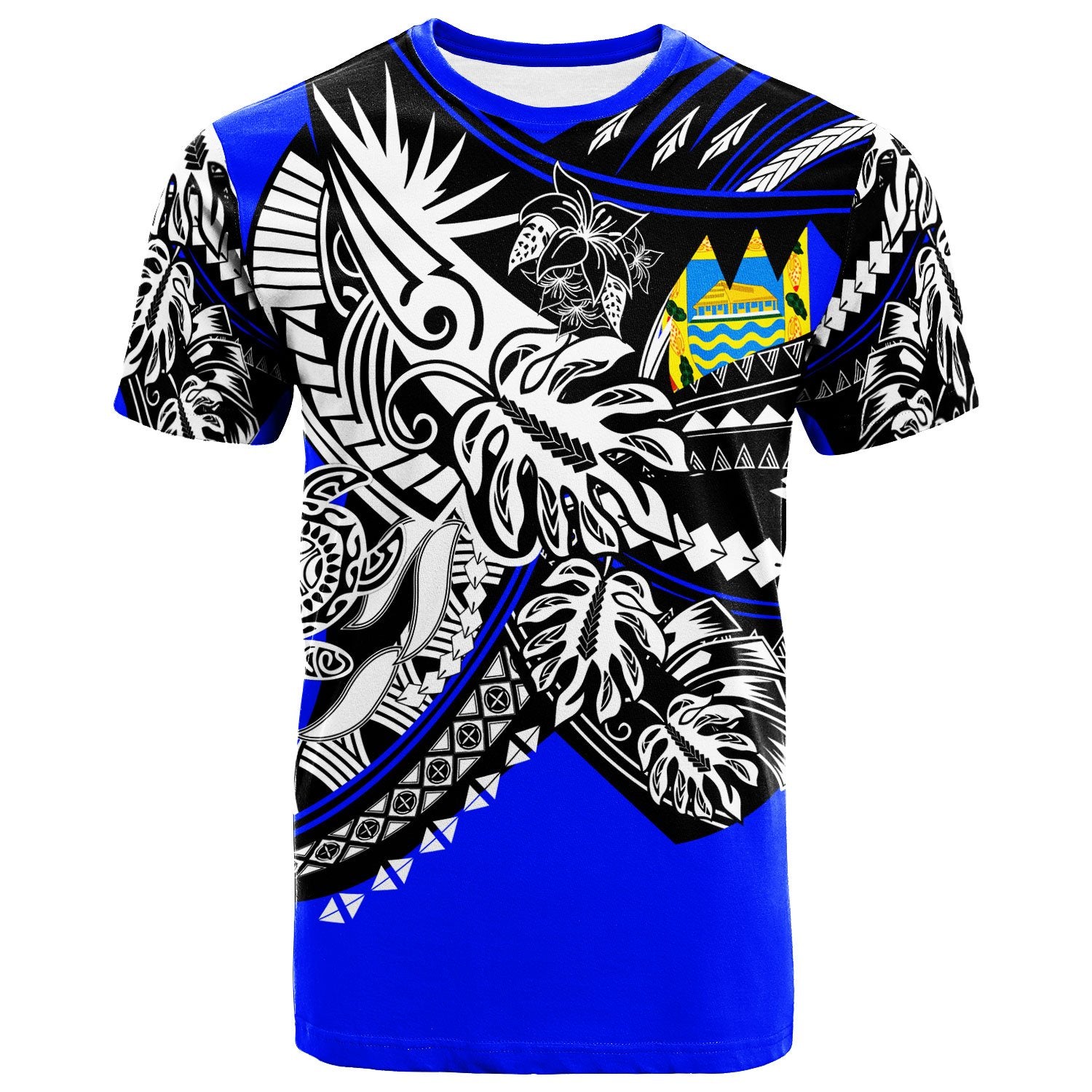 Tuvalu T Shirt Tribal Jungle Blue Pattern Unisex Blue - Polynesian Pride