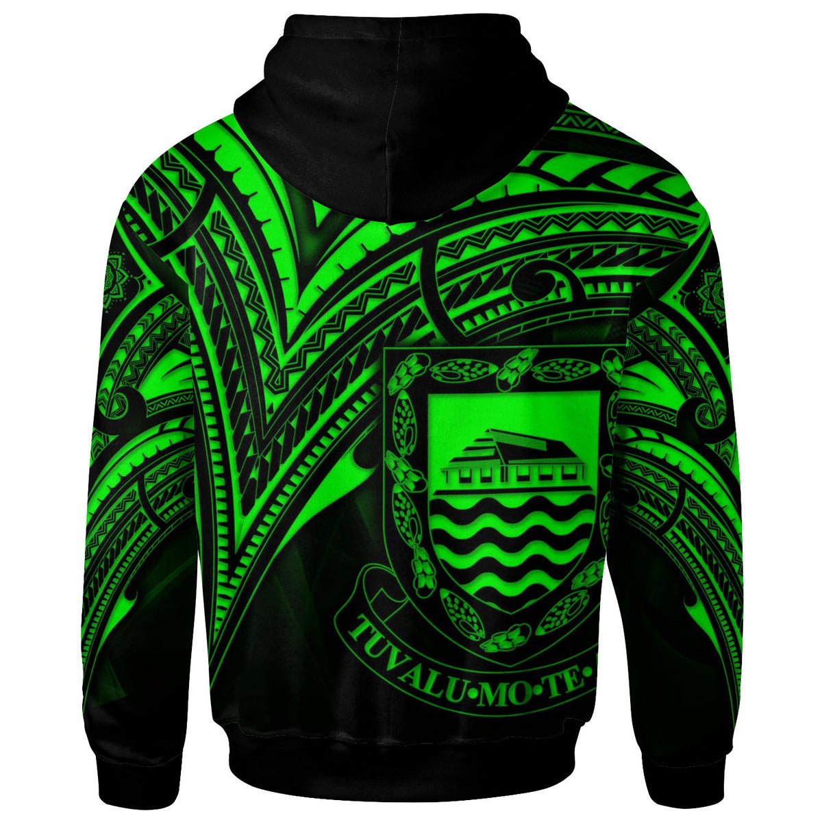 Tuvalu Zip Hoodie Green Color Cross Style - Polynesian Pride