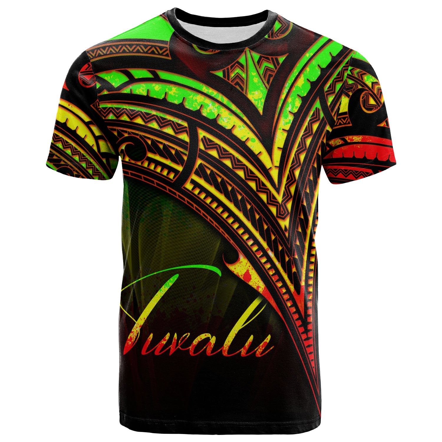 Tuvalu T Shirt Reggae Color Cross Style Unisex Black - Polynesian Pride