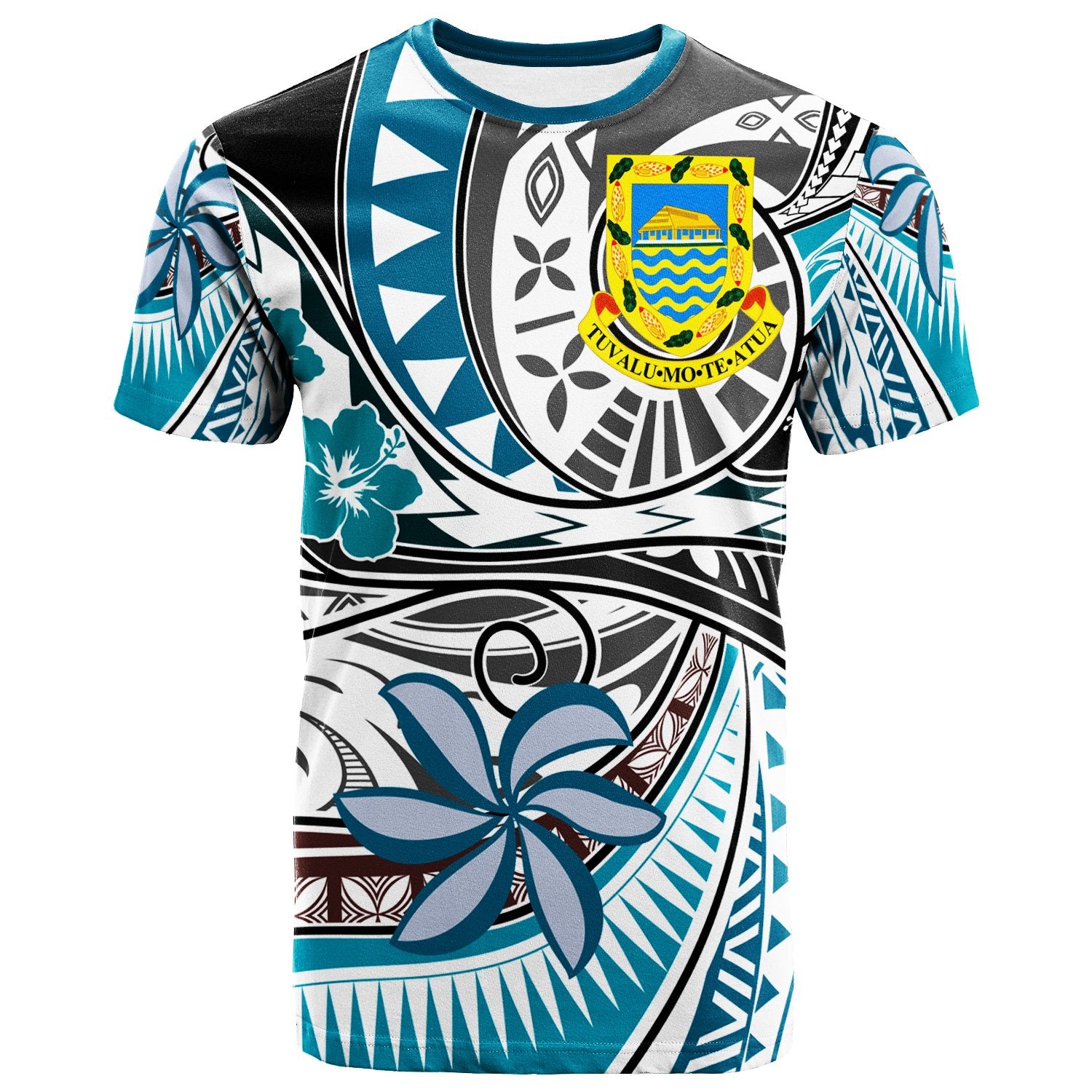 Tuvalu T Shirt Flower and Flow Unisex BLUE - Polynesian Pride