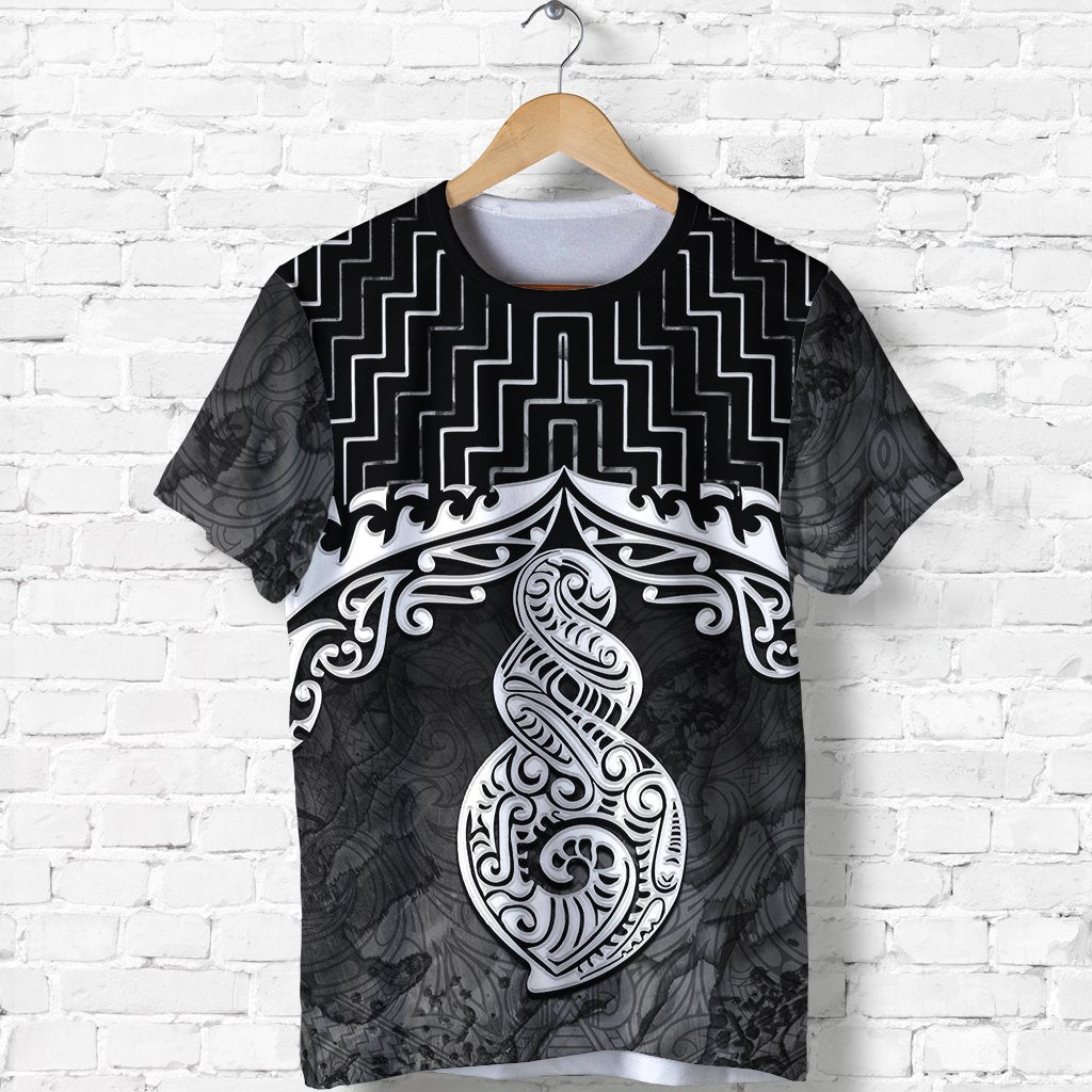 New Zealand Maori Shirt, Poutama Maori Twist T Shirt Black Unisex Black - Polynesian Pride