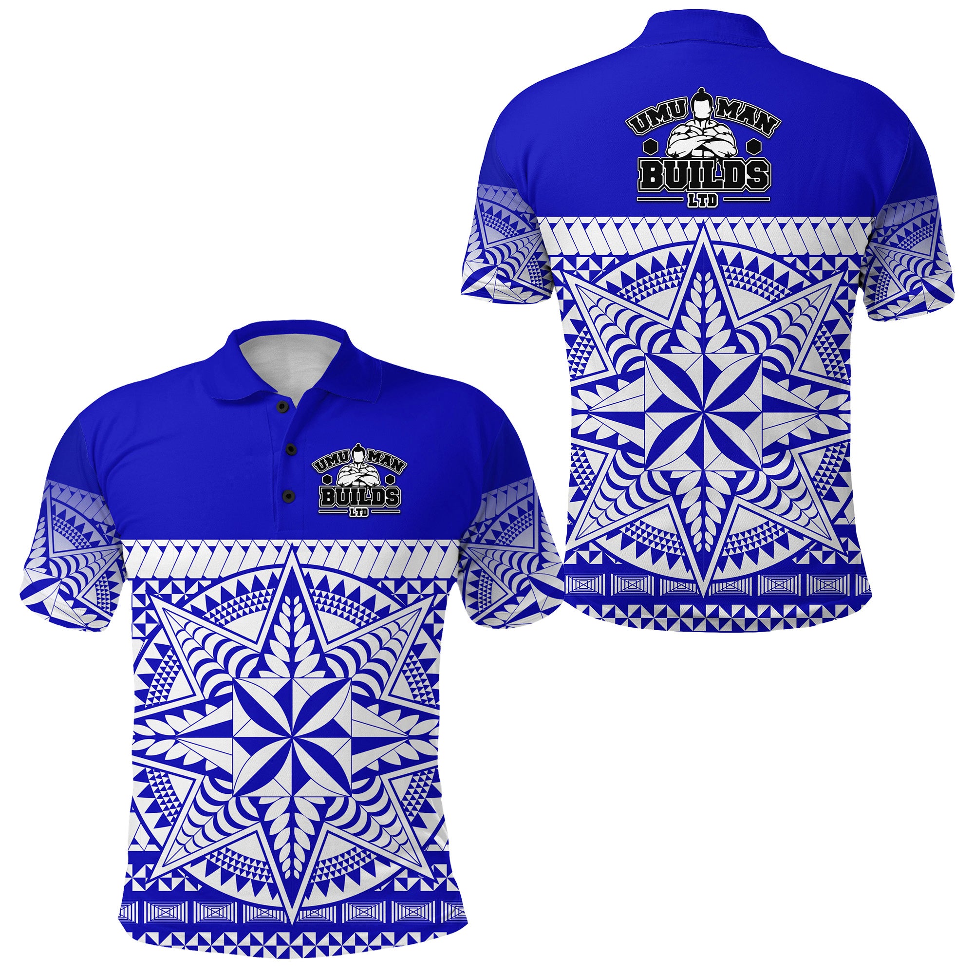 Tonga Umuman Builds Polo Shirt Special Version Blue LT8 - Polynesian Pride