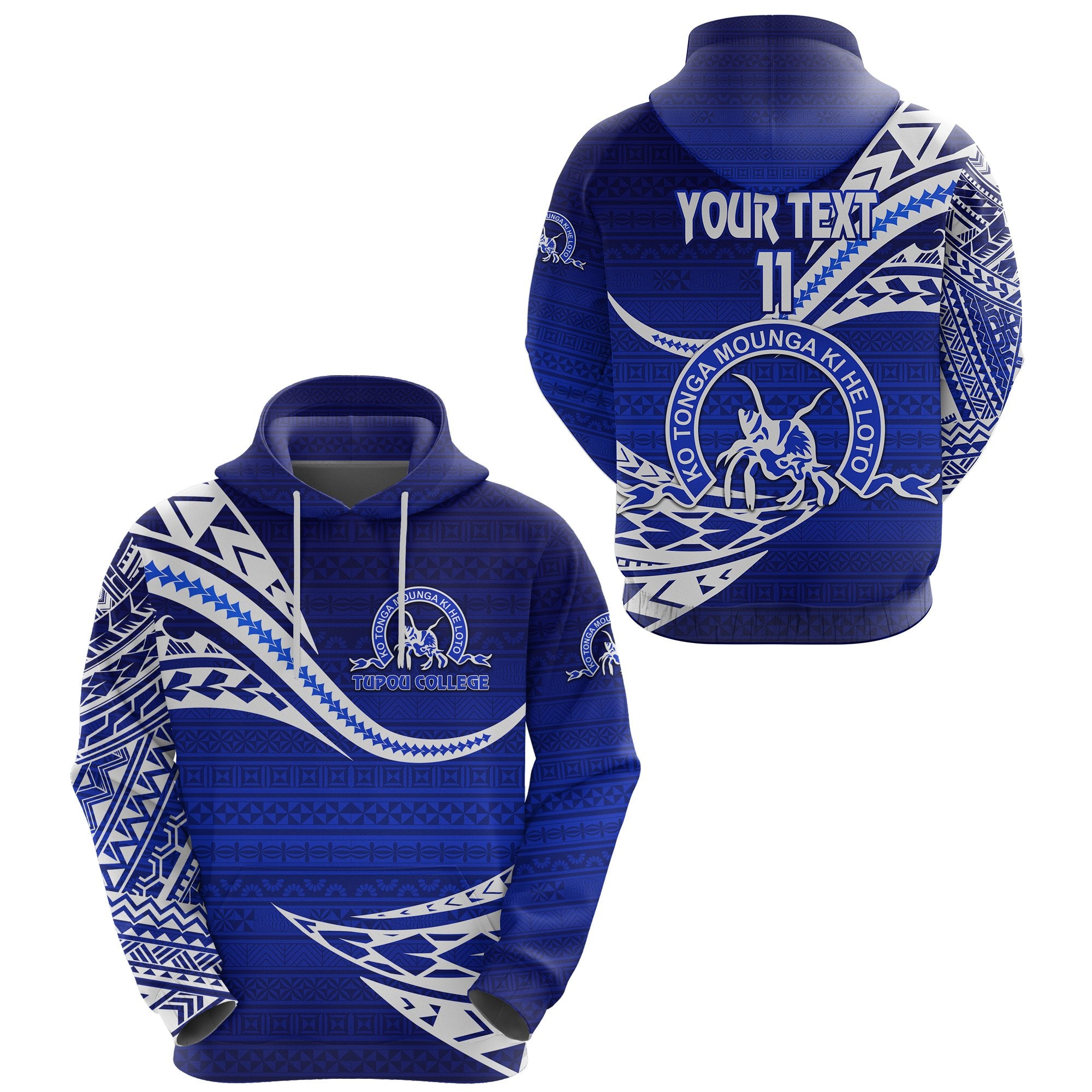 Custom Kolisi Ko Tupou College Tonga Hoodie Unique Version Blue, Custom Text and Number Unisex Blue - Polynesian Pride