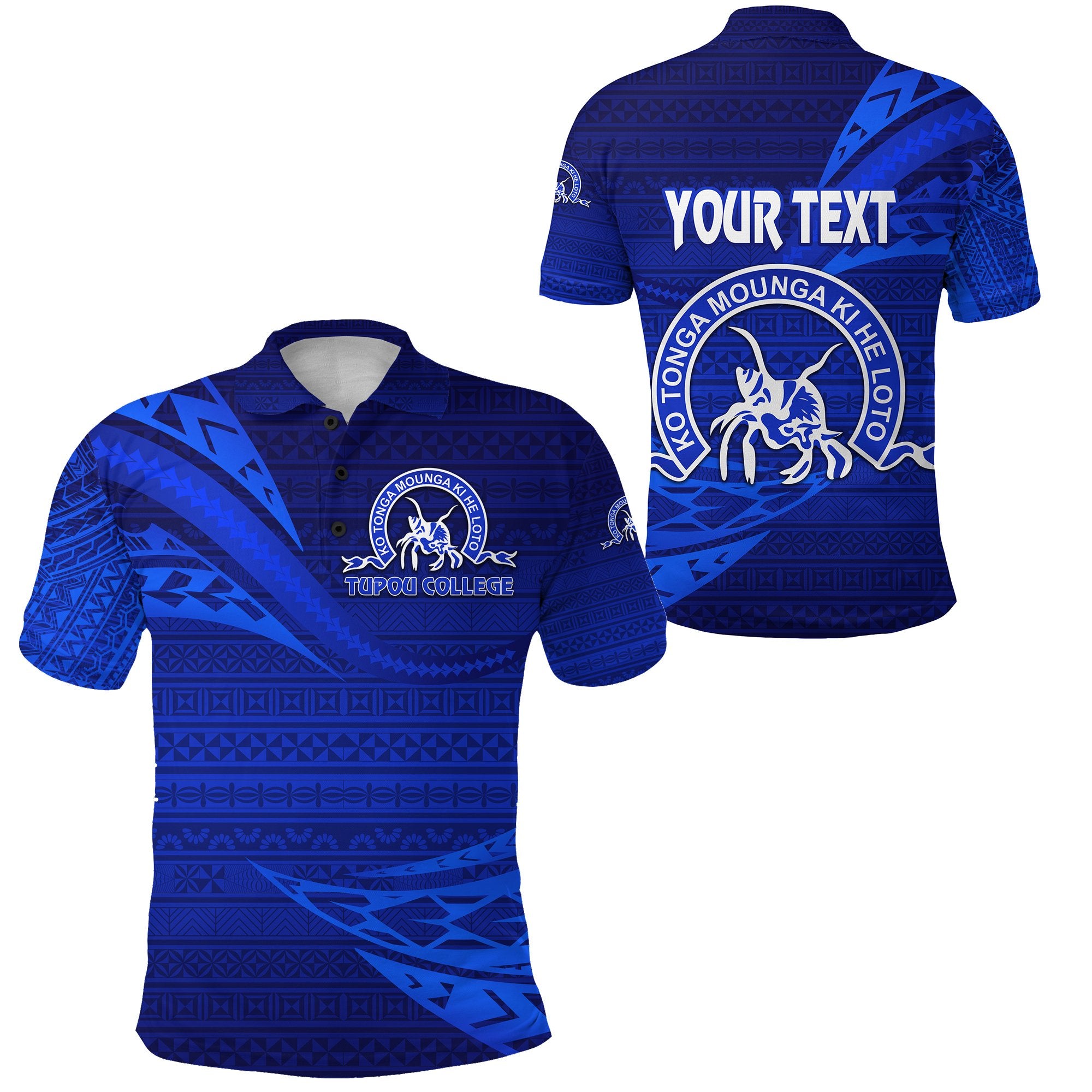 Custom Kolisi Ko Tupou College Tonga Polo Shirt Unique Version Full Blue Unisex Blue - Polynesian Pride