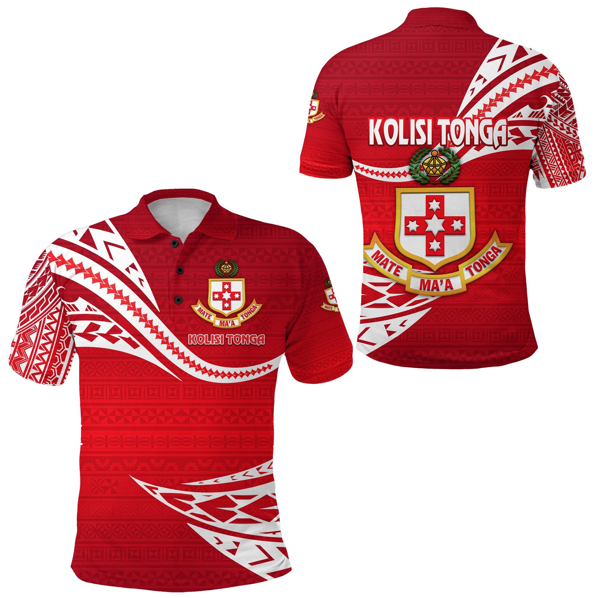 Kolisi Tonga Polo Shirt Mate Maa Tonga Unique Version Red Unisex Red - Polynesian Pride