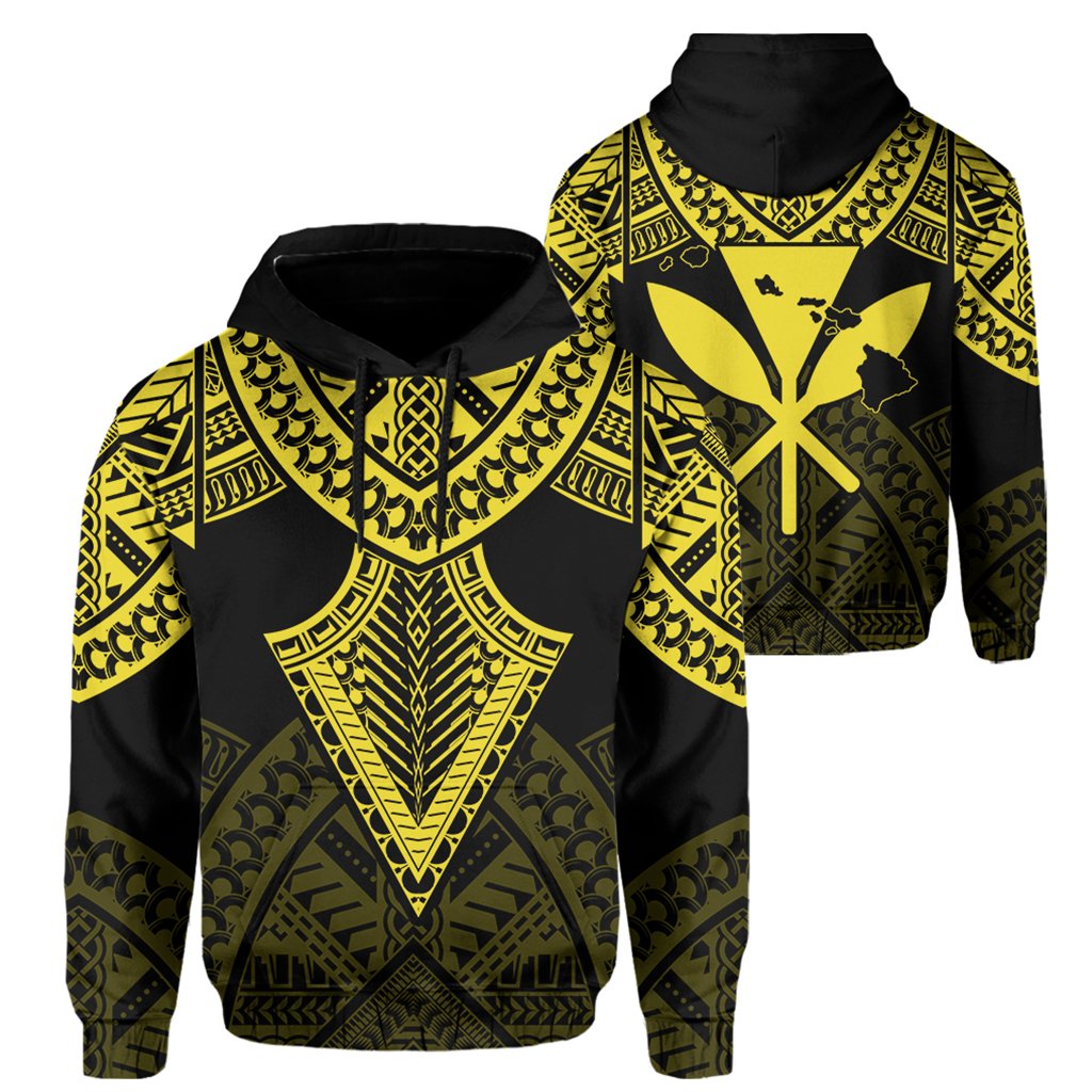 Hawaii Polynesian Hoodie Limited Tab Style Yellow Unisex Black - Polynesian Pride