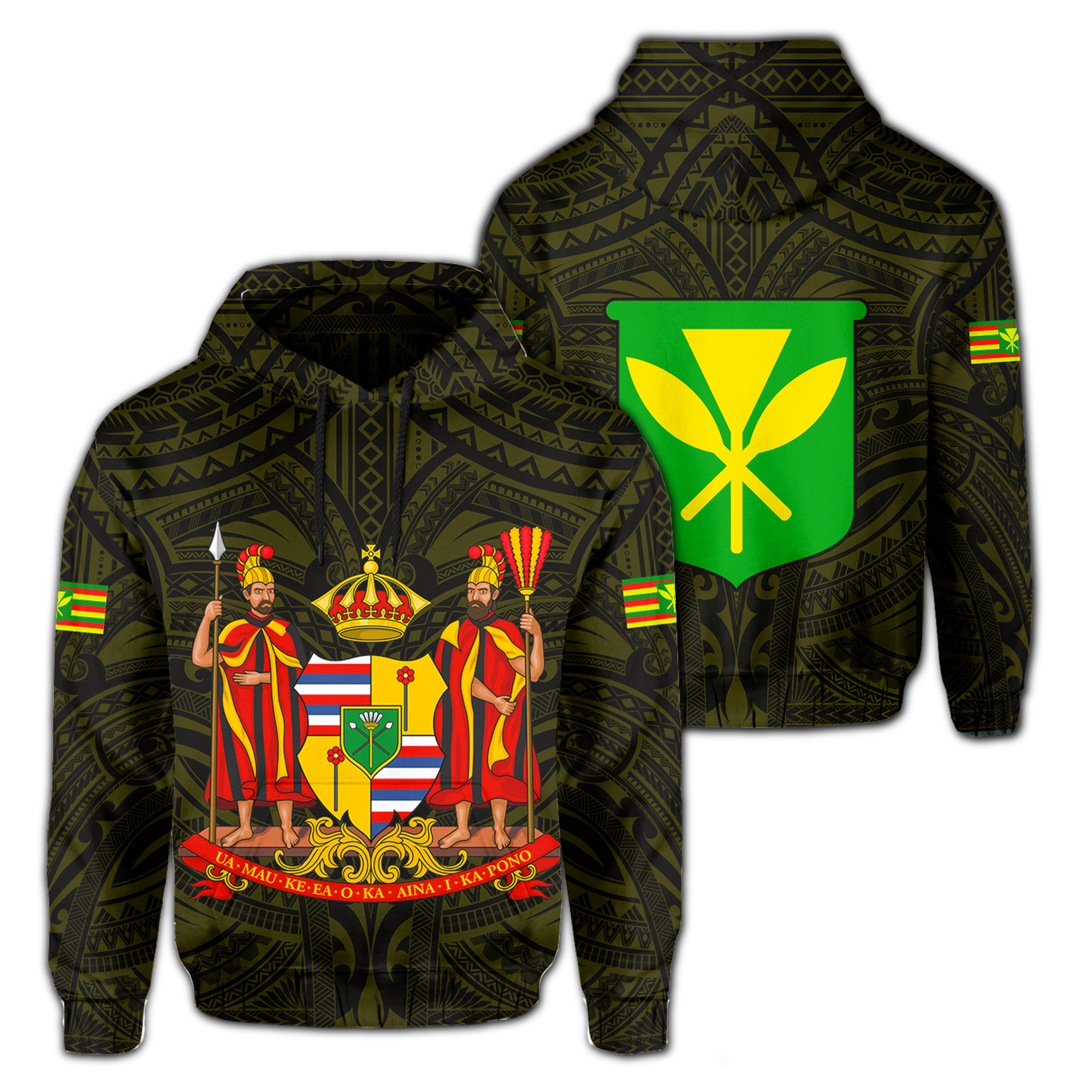 Polynesian Kanaka Maoli Royal Coat of Arms Hawaii Hoodie Yellow Unisex Yellow - Polynesian Pride