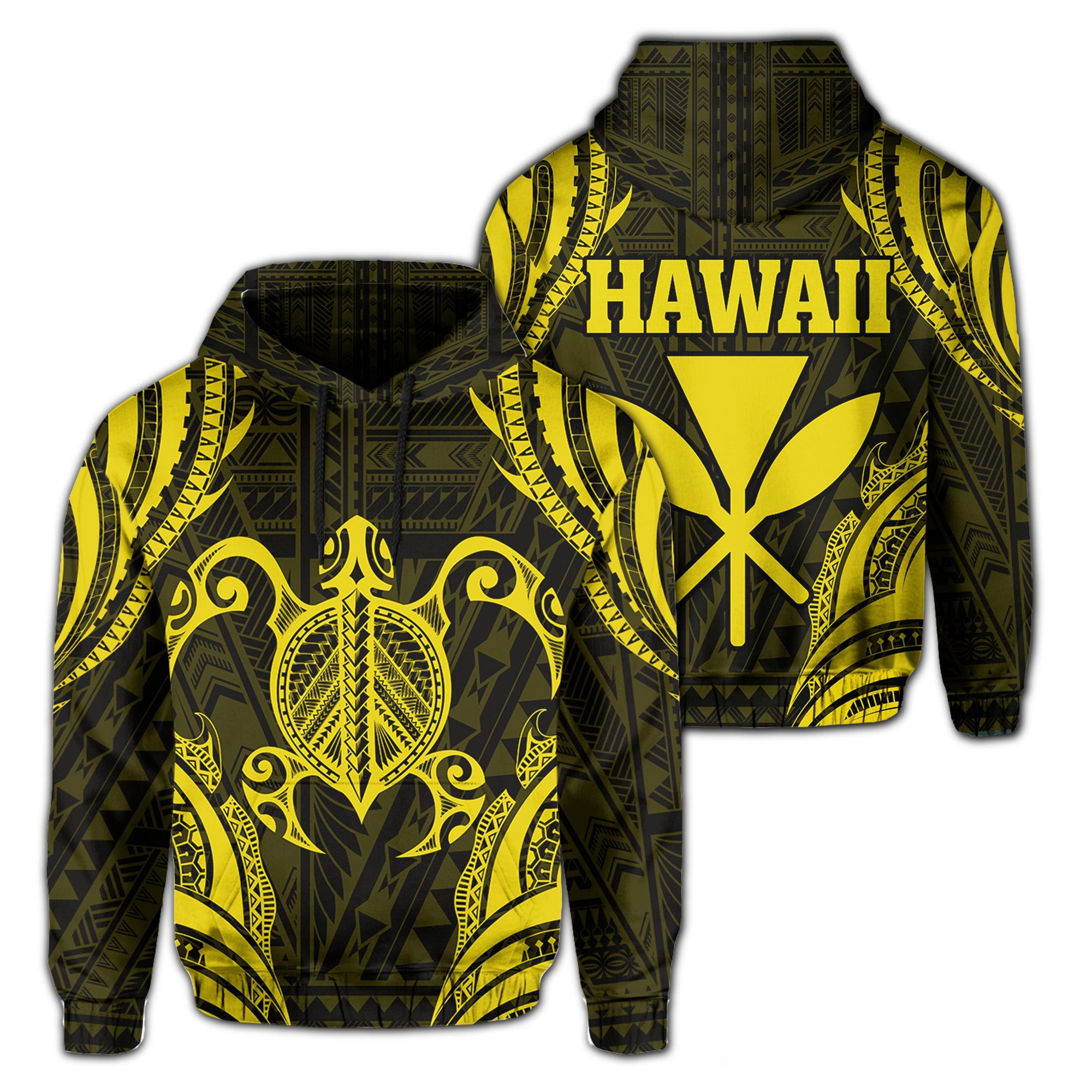 Polynesian Turtle Kanaka Maoli Hawaii Hoodie Yellow Unisex Yellow - Polynesian Pride