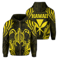 Polynesian Turtle Kanaka Maoli Hawaii Zip Hoodie Yellow Unisex Yellow - Polynesian Pride