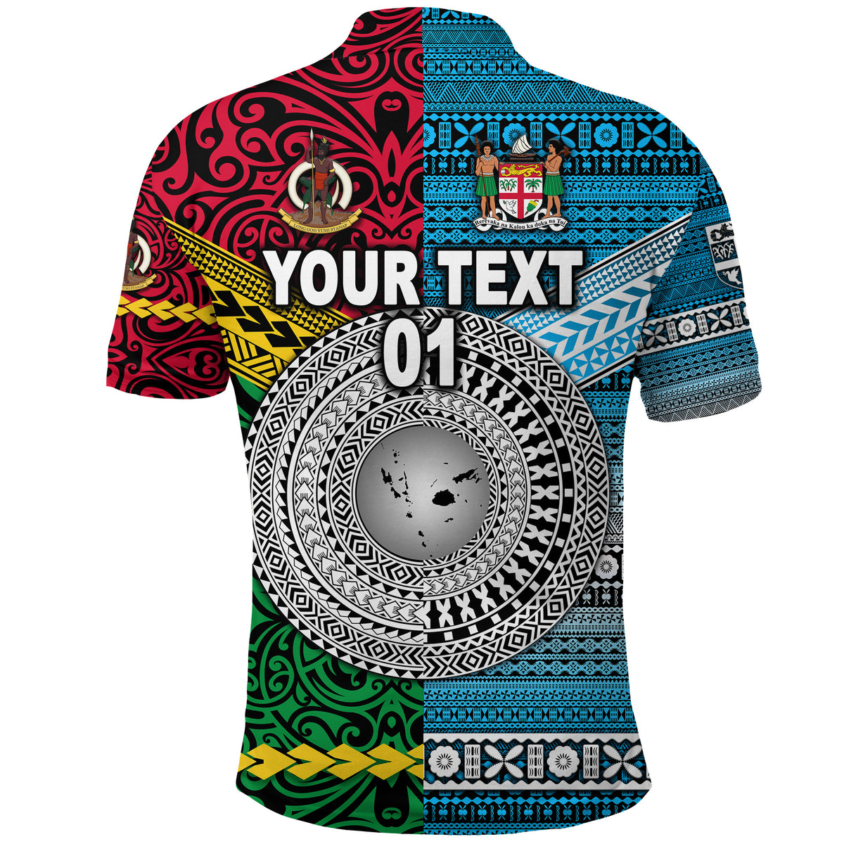Custom Vanuatu Fiji Polo Shirt Together Bright Color, Custom Text and Number LT8 - Polynesian Pride