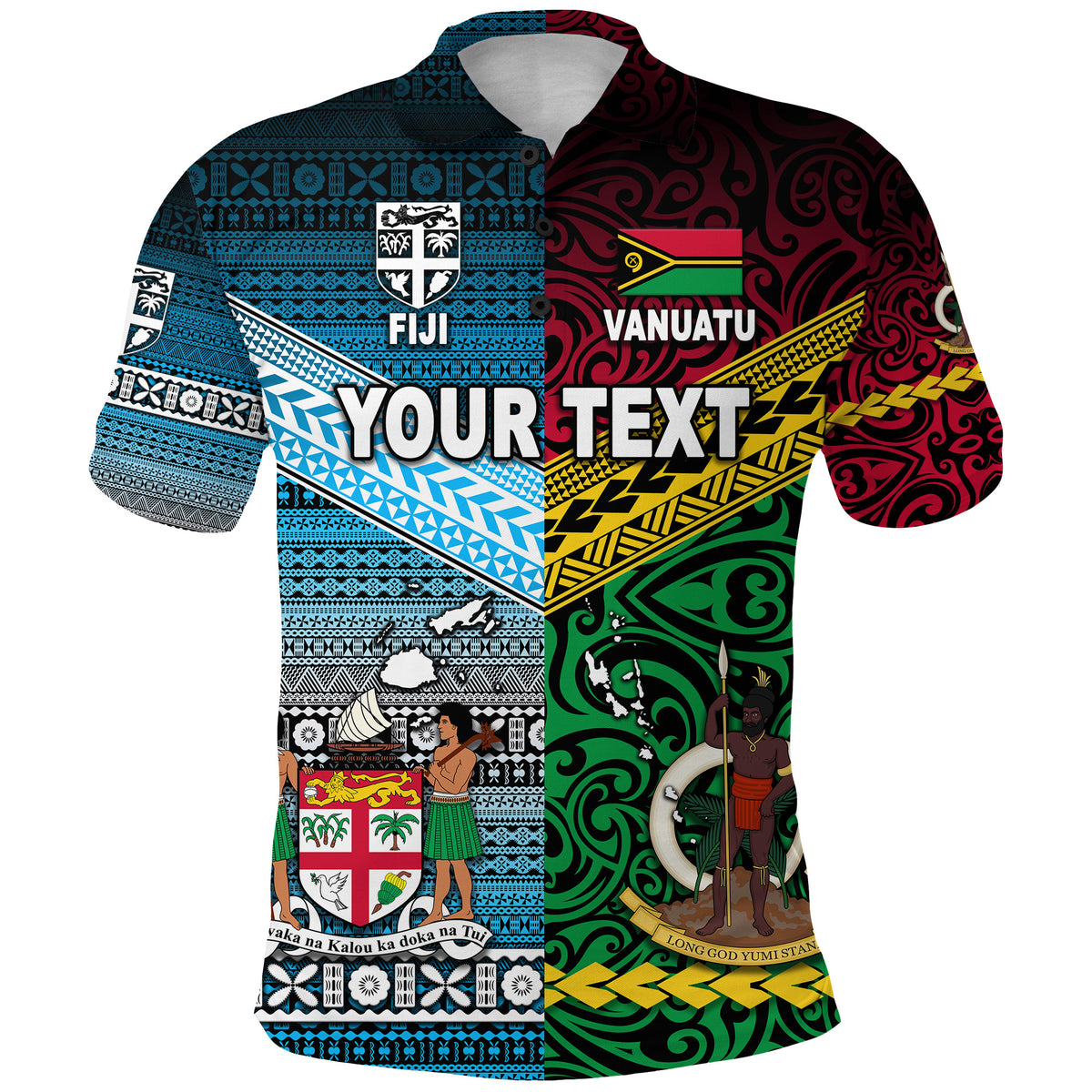 Custom Vanuatu Fiji Polo Shirt Together Blue LT8 - Polynesian Pride