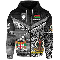 Vanuatu Fiji Zip Hoodie Together Black LT8 - Polynesian Pride