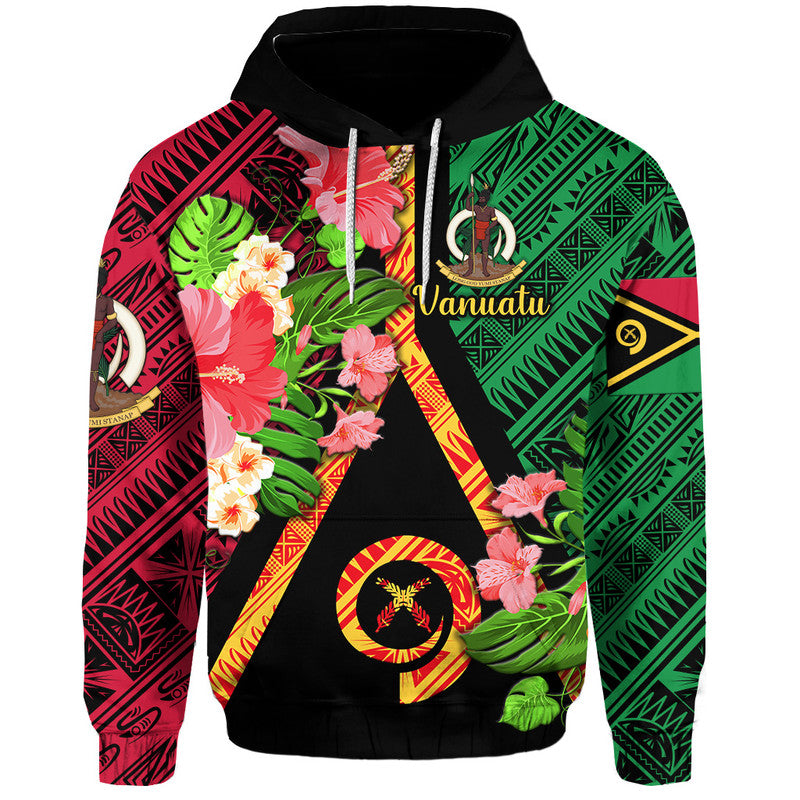 Vanuatu Hoodie Independence Be Proud Vanuatu Flag LT8 Black - Polynesian Pride