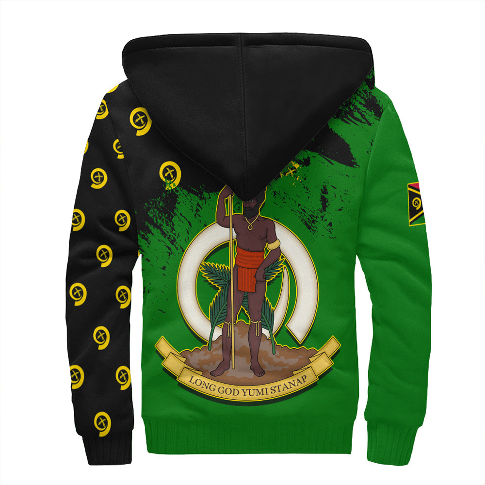 Vanuatu Flag Pattern Style Sherpa Hoodie LT10 - Polynesian Pride