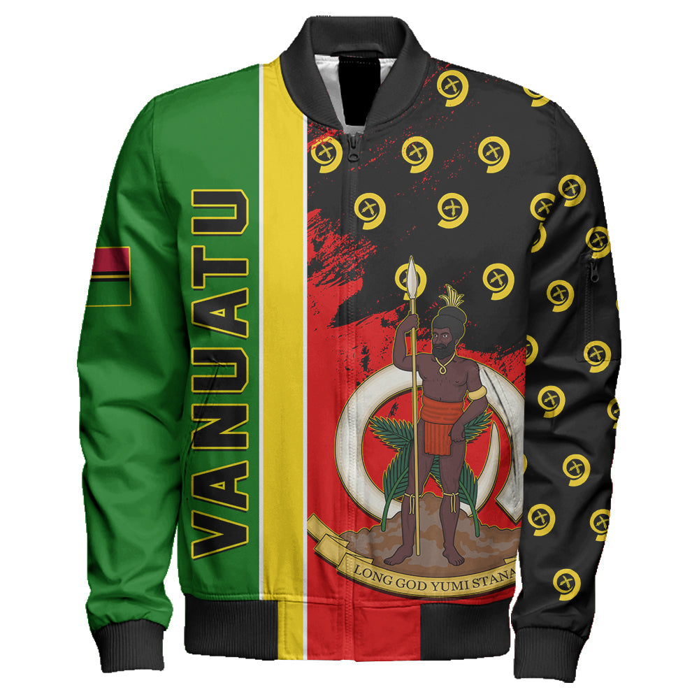 Vanuatu Flag Pattern Style Sleeve Zip Bomber Jacket LT10 Unisex Yellow - Polynesian Pride