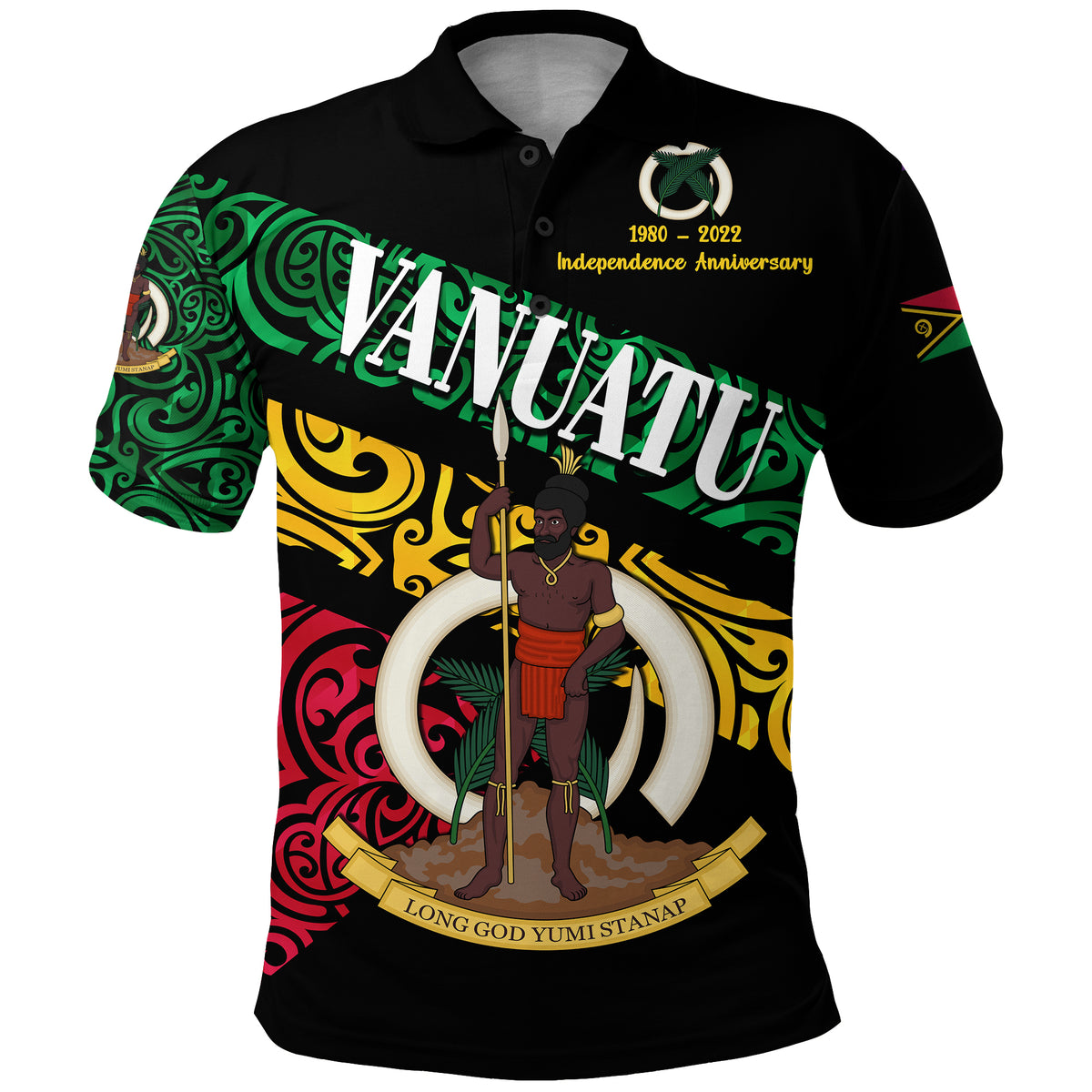 Vanuatu Special Independence Anniversary Polo Shirt Sporty Style LT8 Unisex Black - Polynesian Pride