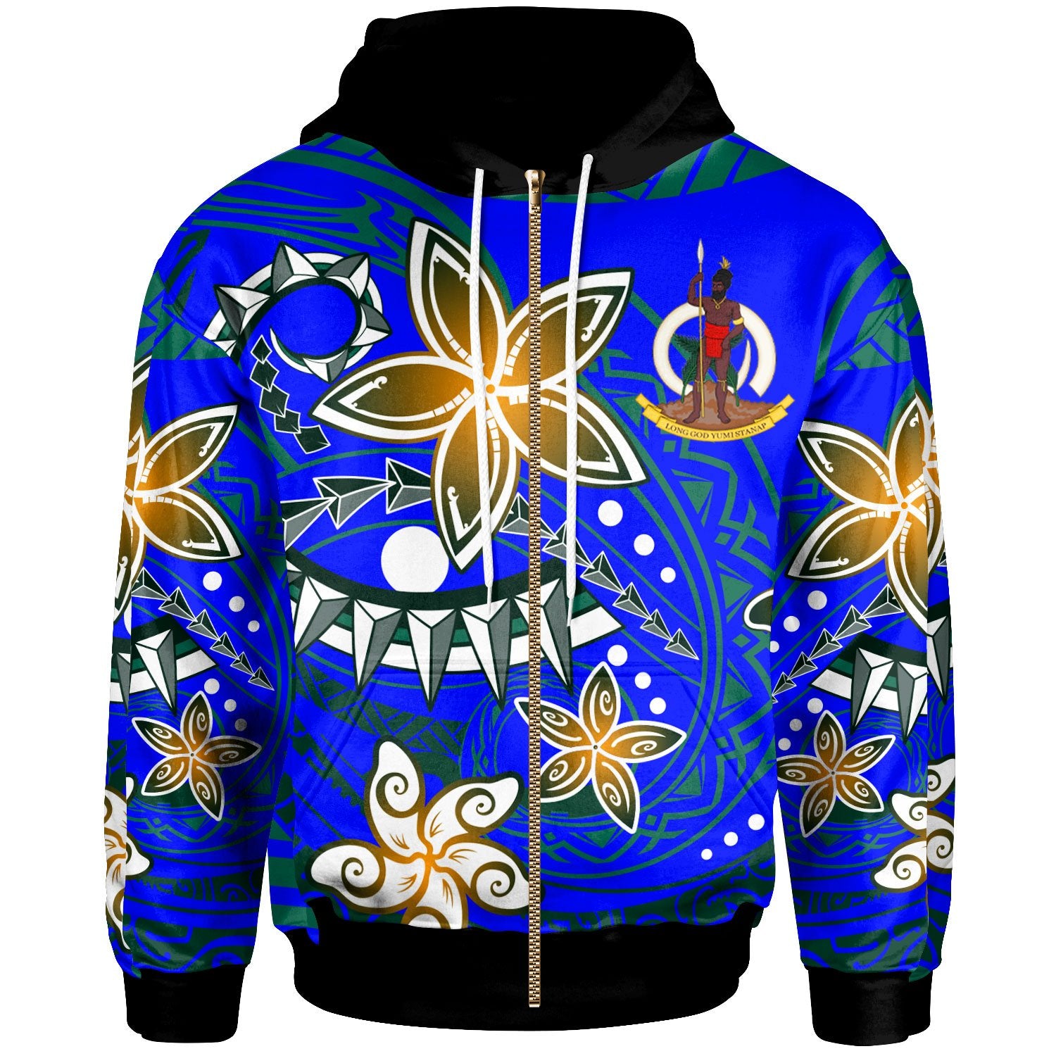 Vanuatu Zip Hoodie Spring Style Unisex Blue - Polynesian Pride