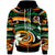 Vanuatu Zip Hoodie Vortex Style Unisex Green Orange - Polynesian Pride