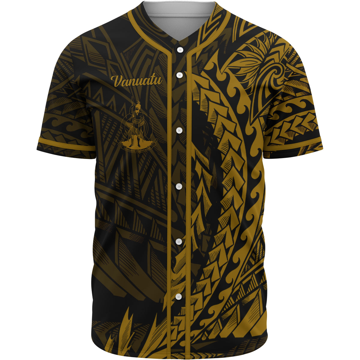 Vanuatu Baseball Shirt - Wings Style Unisex Gold - Polynesian Pride