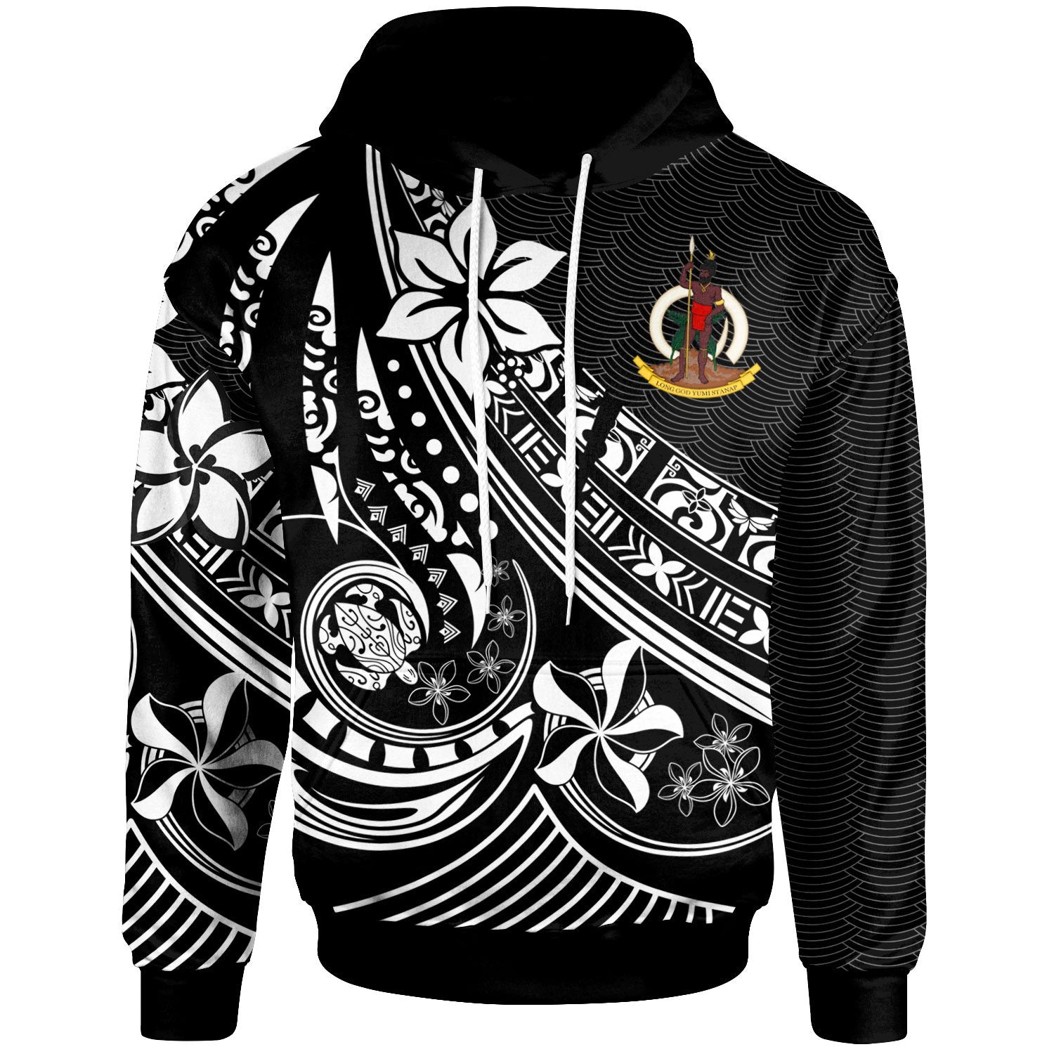 Vanuatu Hoodie The Flow of The Ocean White Unisex White - Polynesian Pride