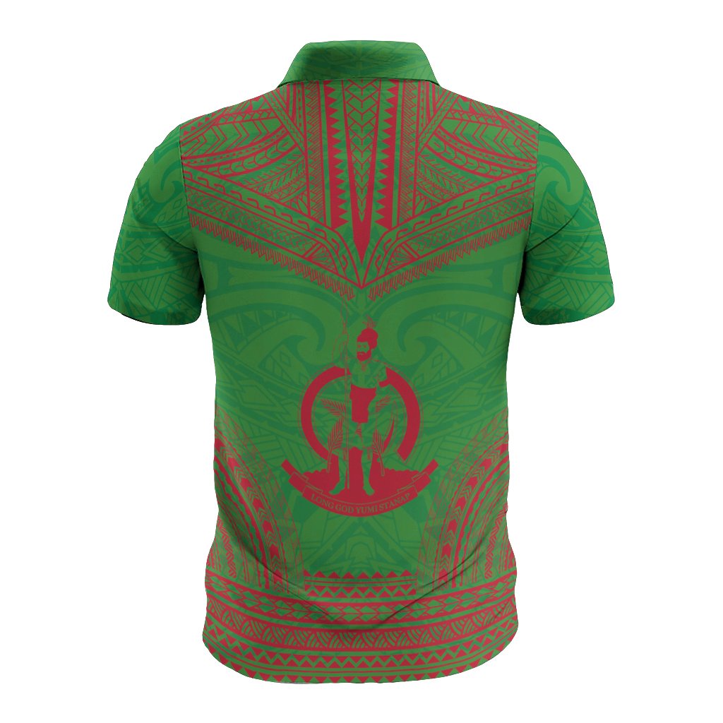 Vanuatu Polo Shirt Vanuatuan Coat Of Arms Polynesian Chief Tattoo Flag Version - Polynesian Pride