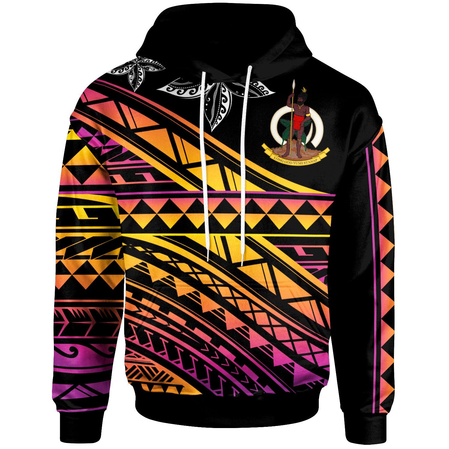 Vanuatu Custom Hoodie Special Polynesian Ornaments Unisex Black - Polynesian Pride