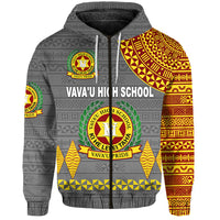 Custom Tonga Vavau High School Zip Hoodie Simple Style Grey LT8 - Polynesian Pride