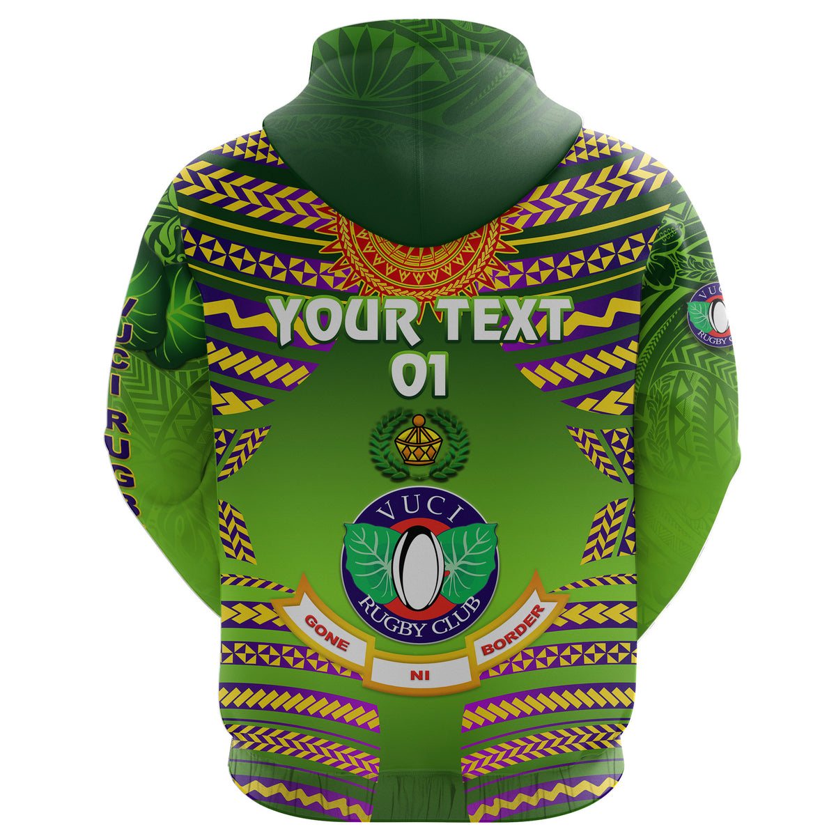 Custom Fiji Vuci Rugby Club Hoodie Creative Style Green, Custom Text and Number LT8 - Polynesian Pride