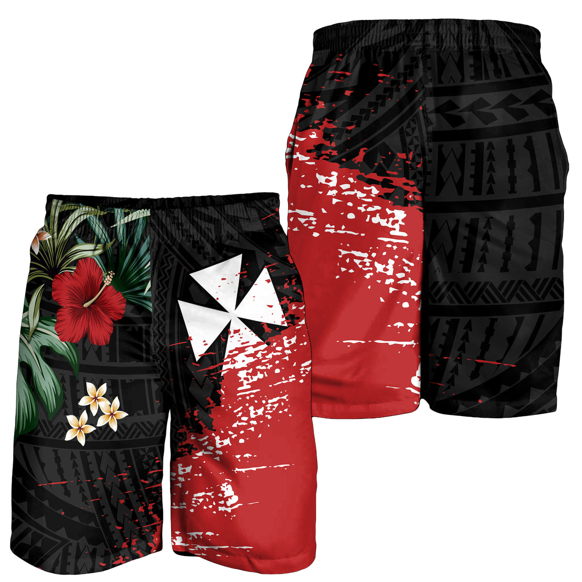 Wallis and Futuna Polynesian Men Short Fantastic Flowers LT13 - Polynesian Pride