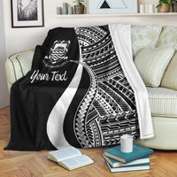Tuvalu Custom Personalised Premium Blanket - White Polynesian Tentacle Tribal Pattern - Polynesian Pride