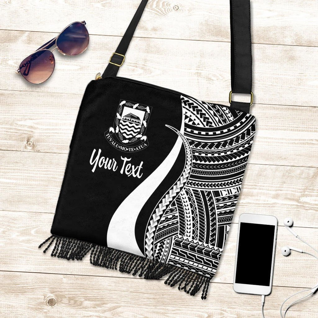 Tuvalu Custom Personalised Boho Handbag - White Polynesian Tentacle Tribal Pattern Boho Handbag One Size White - Polynesian Pride