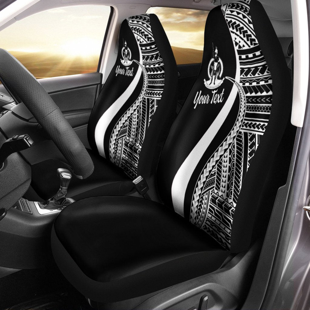 Vanuatu Custom Personalised Car Seat Covers - White Polynesian Tentacle Tribal Pattern Universal Fit White - Polynesian Pride