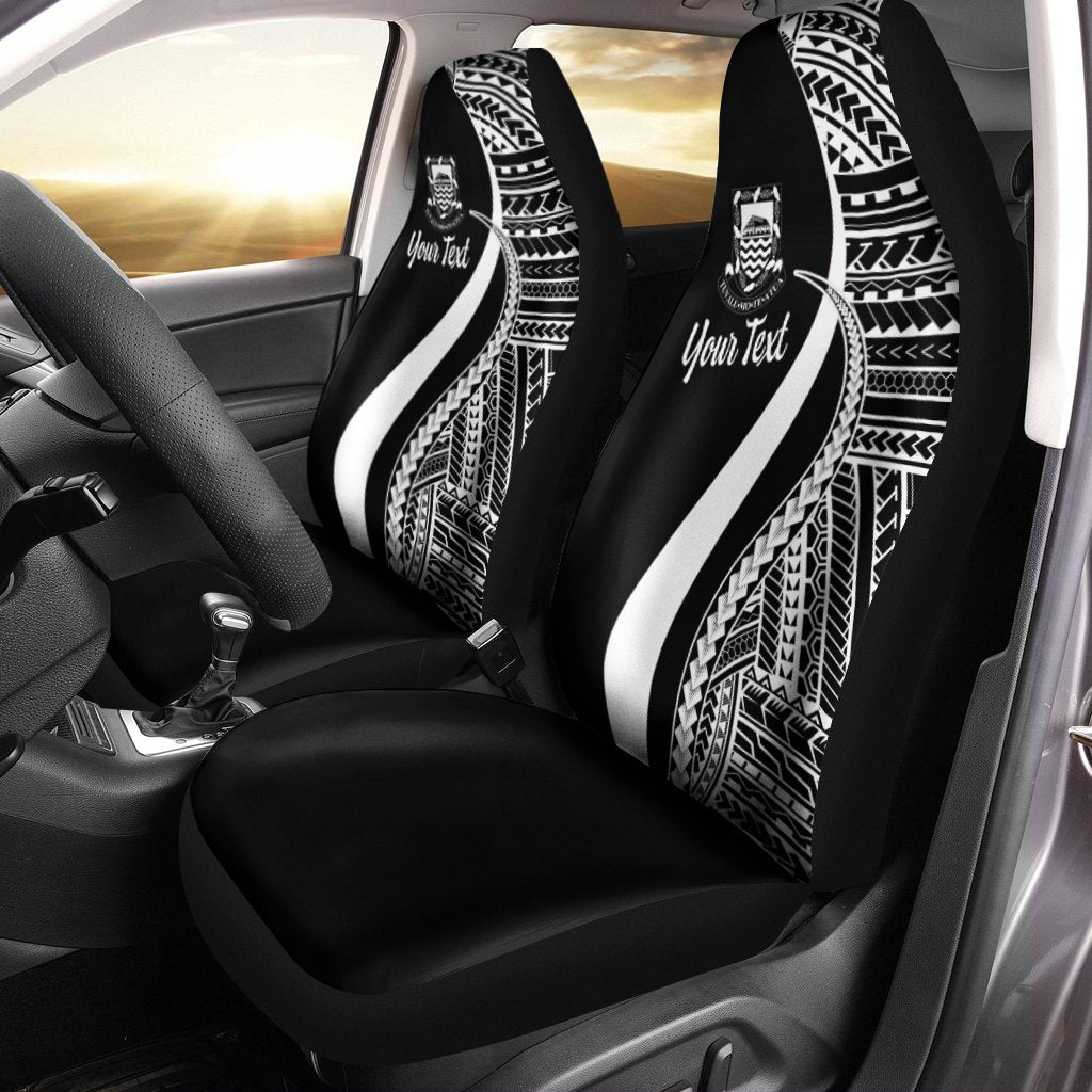 Tuvalu Custom Personalised Car Seat Covers - White Polynesian Tentacle Tribal Pattern Universal Fit White - Polynesian Pride