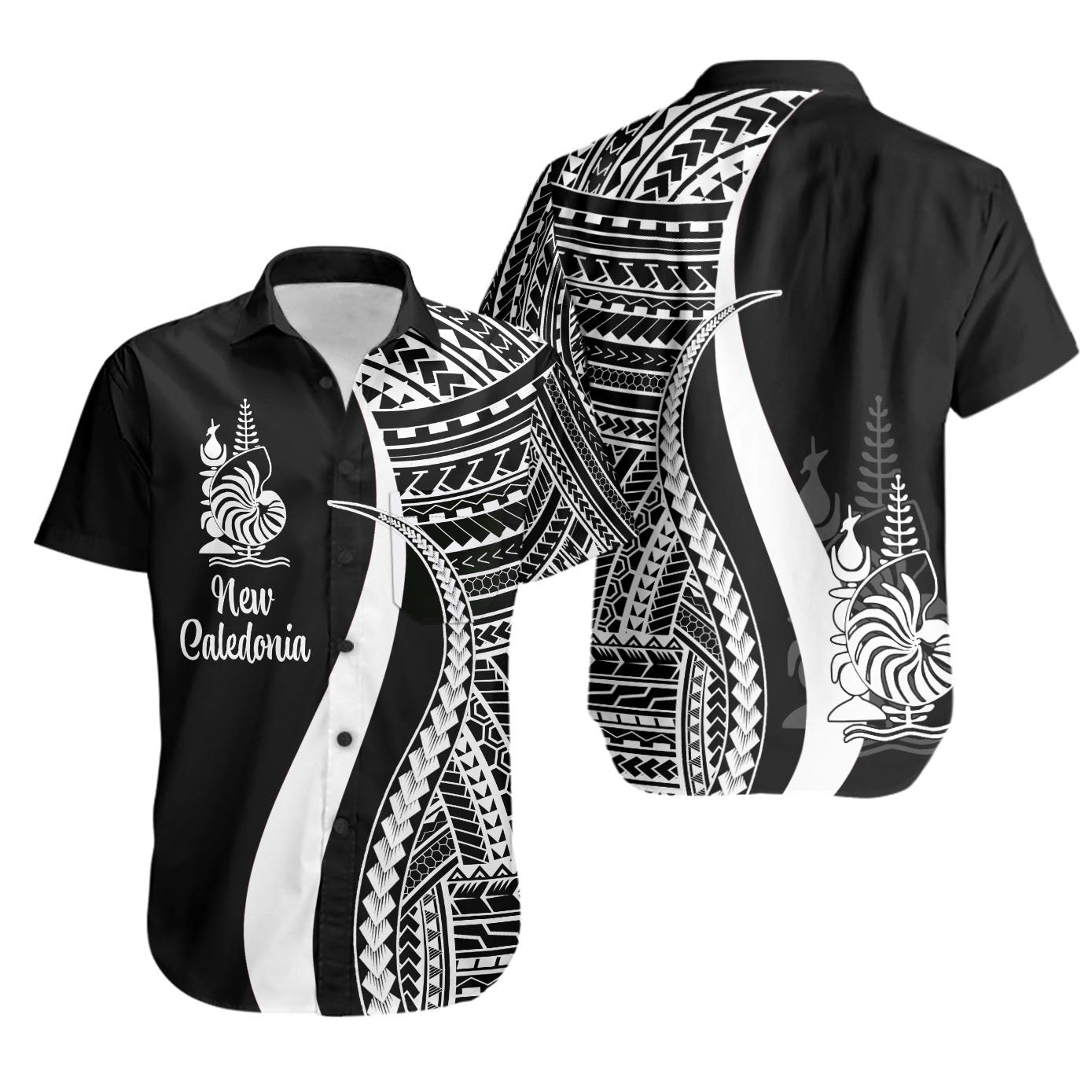 New Caledonia Short Sleeve Shirts - White Polynesian Tentacle Tribal Pattern Crest Unisex White - Polynesian Pride