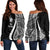 New Caledonia Women's Off Shoulder Sweater - White Polynesian Tentacle Tribal Pattern White - Polynesian Pride