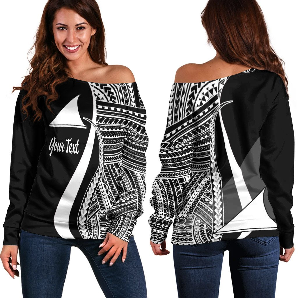 Tokelau Custom Personalised Women's Off Shoulder Sweater - White Polynesian Tentacle Tribal Pattern White - Polynesian Pride