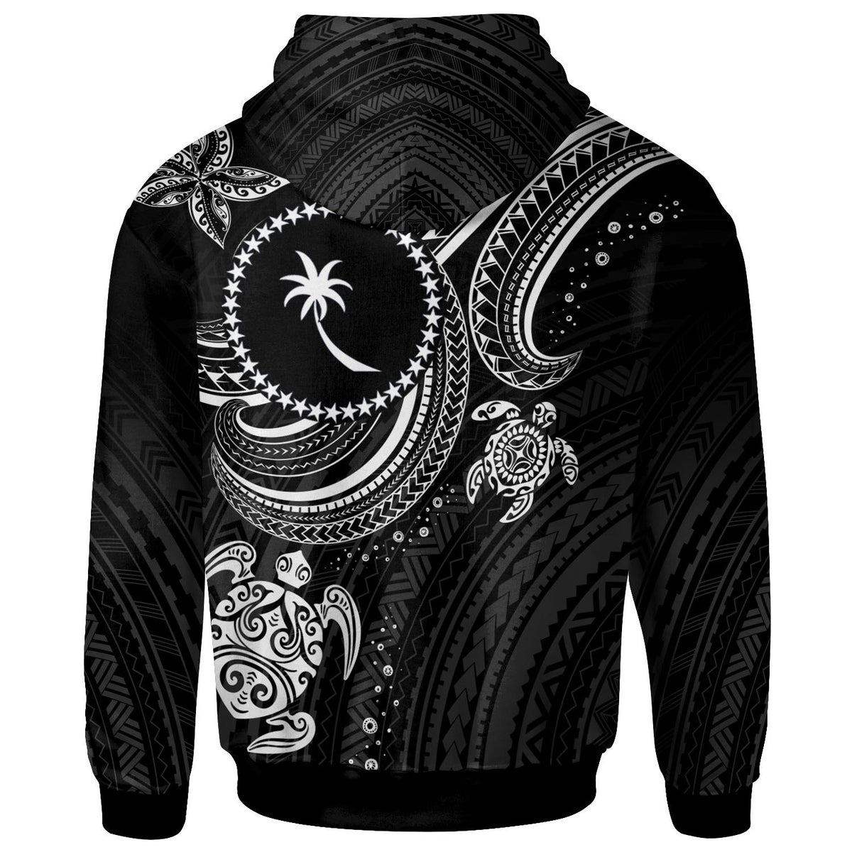 Chuuk Custom Zip up Hoodie White Turtle - Polynesian Pride